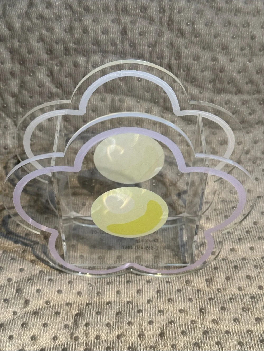 Clear Flower-Shaped Acrylic Organizer with Yellow Accent. NWOT